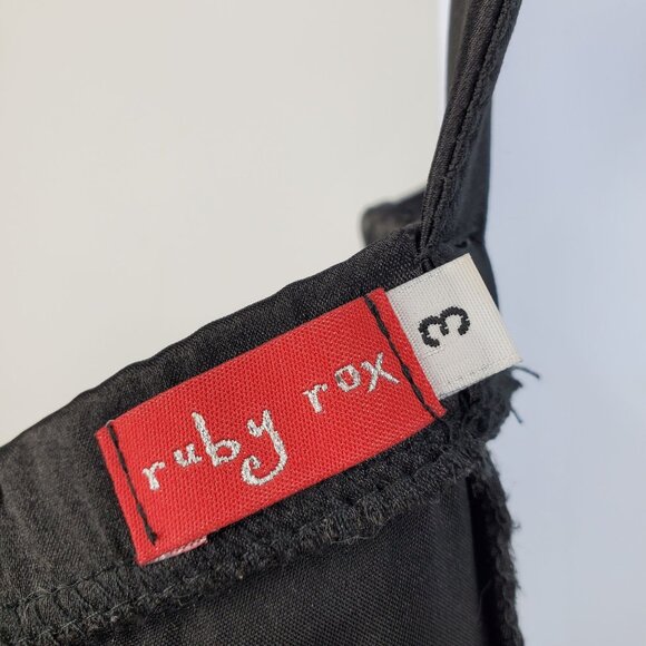 Vintage Ruby Rox Black Satin Y2K Witchy Whimsigoth Square Neck Mini Dress 3 - Picture 3 of 7